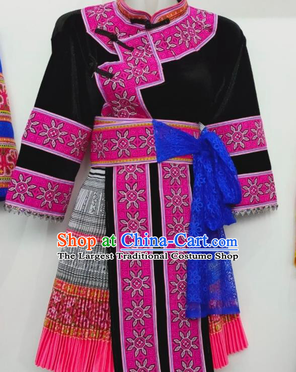 China Yunnan Minority Festival Garments Miao Nationality Folk Dance Costumes Ethnic Performance Clothing Traditional Hmong Wedding Dress Outfits