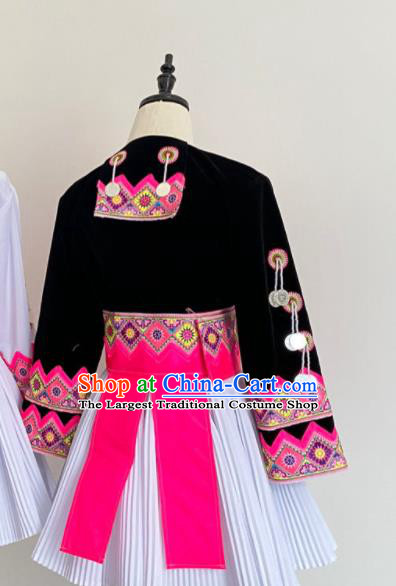 China Miao Nationality Wedding Costumes Ethnic Performance Clothing Traditional Hmong Skirt Outfits Yunnan Minority Folk Dance Garments