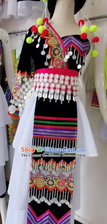 China Traditional Hmong Folk Dance Dress Outfits Yunnan Minority Wedding Garments Miao Nationality Bride Costumes Ethnic Performance Clothing