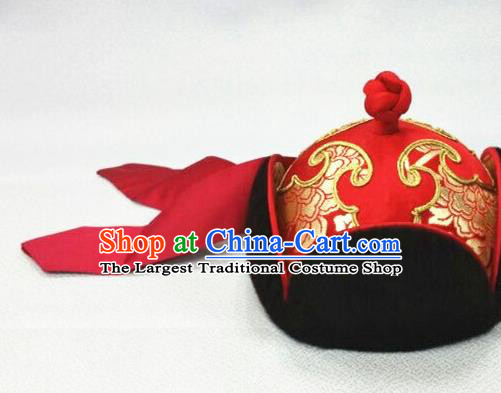 China Mongolian Nationality Wedding Headdress Mongol Nationality Royal Highness Headwear Handmade Folk Dance Red Hat