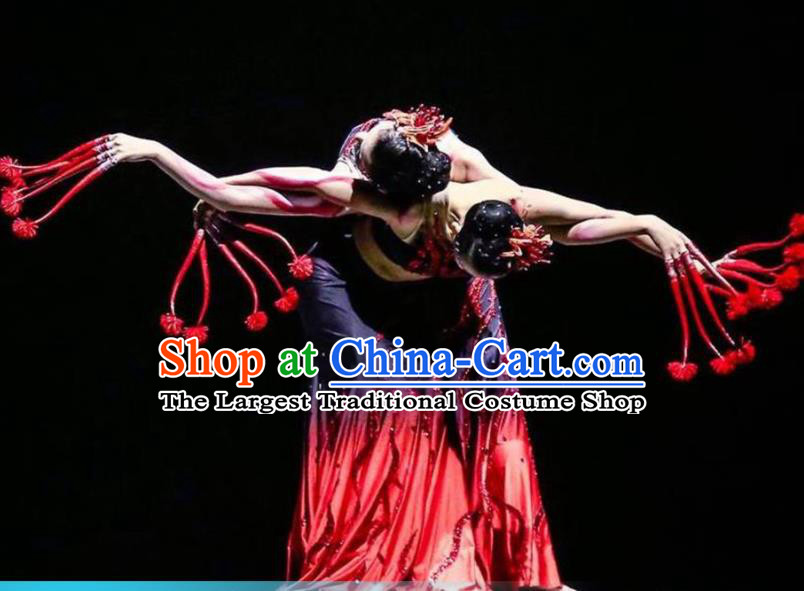 Chinese Traditional Yunnan Ethnic Stage Performance Dress Outfits Dai Minority Peacock Dance Apparels Tai Nationality Woman Clothing
