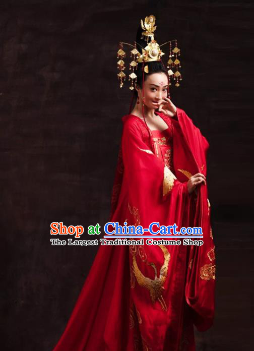 China Classical Dance Clothing Tang Dynasty Imperial Consort Garment Costumes Hanfu Dance Uniforms Stage Performance Red Dress