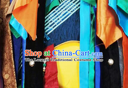 Chinese Traditional Cosplay Shaman Wizard Deep Blue Robe Mongol Minority Ceremony Performance Apparels Mongolian Ethnic Religious Rites Clothing and Headwear