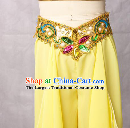China Girl Performance Clothing Classical Dance Garment Costumes Children Flying Apsaras Dance Dress Drum Dance Yellow Outfits