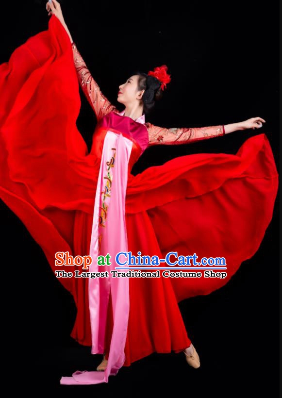 China Woman Performance Clothing Classical Dance Garment Costumes Court Dance Red Dress Hanfu Dance Outfits