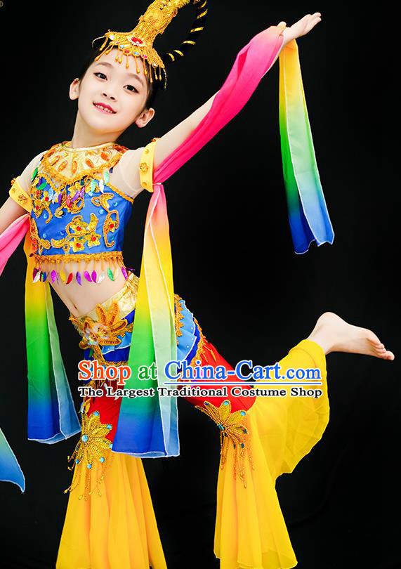 China Fairy Dance Dress Children Flying Apsaras Dance Outfits Girl Performance Clothing Classical Dance Garment Costumes