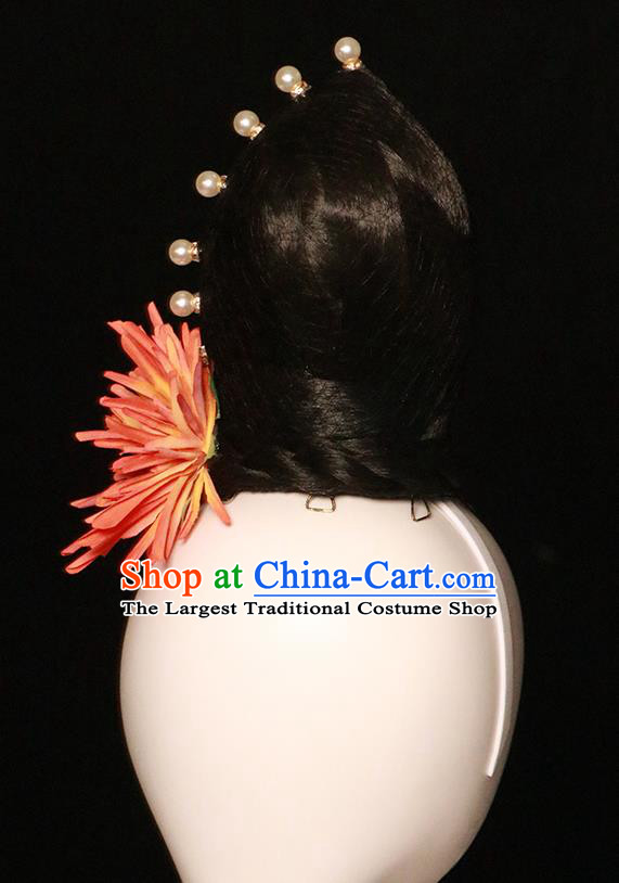 China Umbrella Dance Hairpieces Classical Dance Hair Accessories Fairy Dance Hair Clasp Stage Performance Wigs Chignon