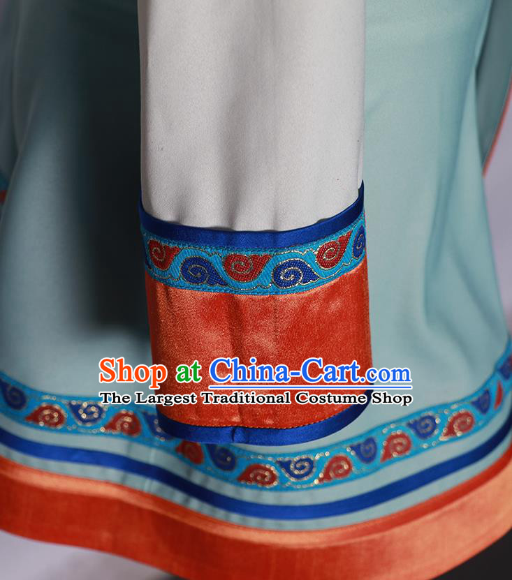 Chinese Ethnic Folk Dance Clothing Mongolian Stage Performance Garment Mongol Nationality White Dress Costume