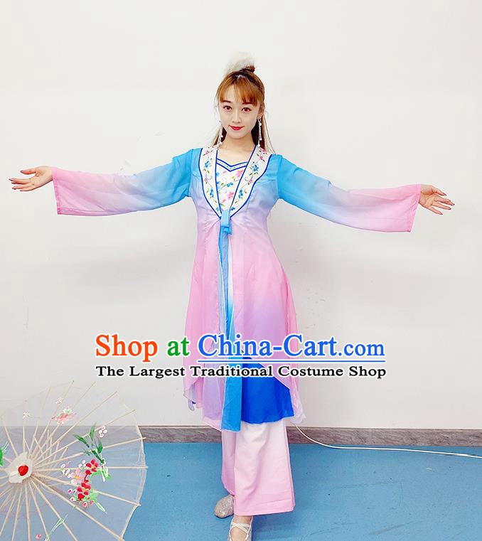 Chinese Female Stage Performance Garment Costumes Umbrella Dance Pink Dress Classical Dance Clothing Fairy Dance Outfits
