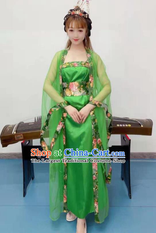 Chinese Classical Dance Clothing Ancient Fairy Dance Green Outfits Stage Performance Garment Costumes Tang Dynasty Imperial Consort Hanfu Dress