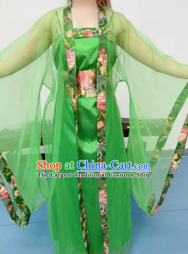 Chinese Classical Dance Clothing Ancient Fairy Dance Green Outfits Stage Performance Garment Costumes Tang Dynasty Imperial Consort Hanfu Dress