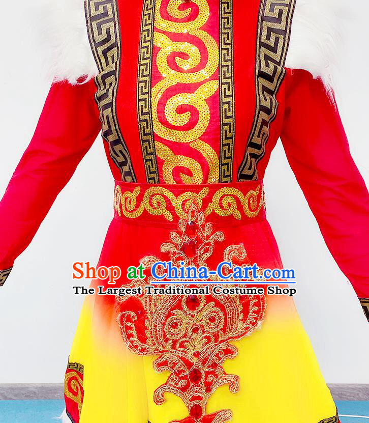 Chinese Mongolian Minority Woman Garment Costumes Ethnic Folk Dance Clothing Traditional Mongol Nationality Performance Red Dress Outfits