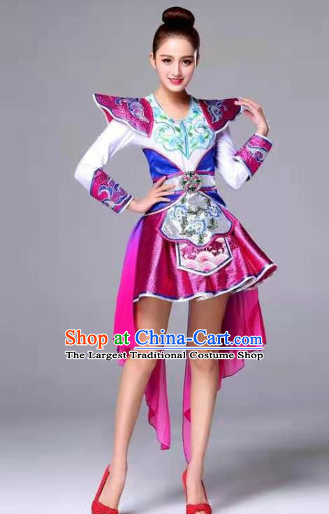 Chinese Drum Dance Clothing Dragon Opening Dance Rosy Dress Outfits Woman Stage Performance Garments New Year Yangko Dance Costume