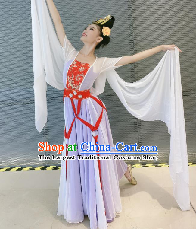 China Moon Fairy Dance Costumes Women Group Dance Clothing Classical Dance Lilac Dress Stage Performance Outfits