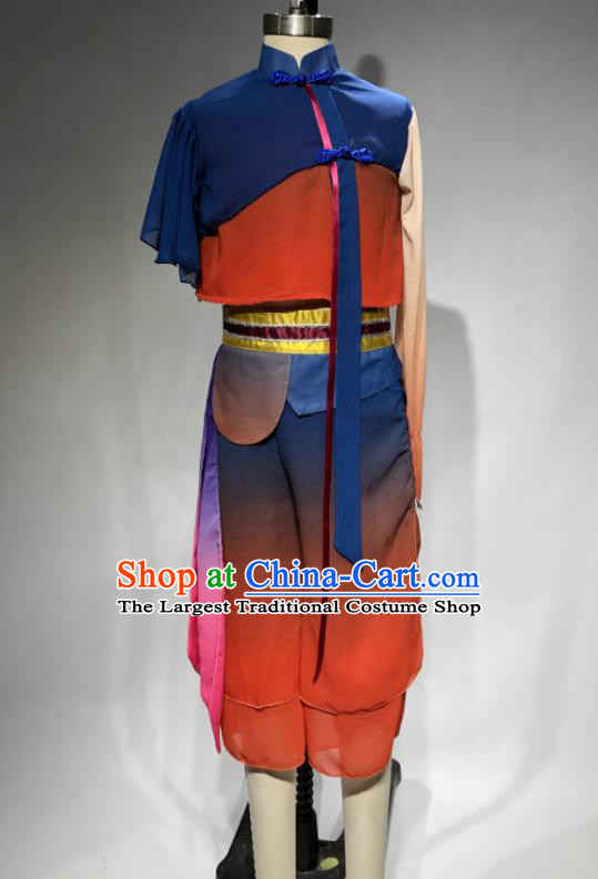 Chinese Woman Stage Performance Garments Yangko Dance Costume Fan Dance Clothing Folk Dance Outfits