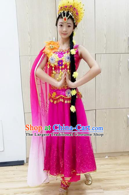 Professional Indian Dance Rosy Outfits Belly Dance Costume Raks Sharki Dress Oriental Dance Clothing