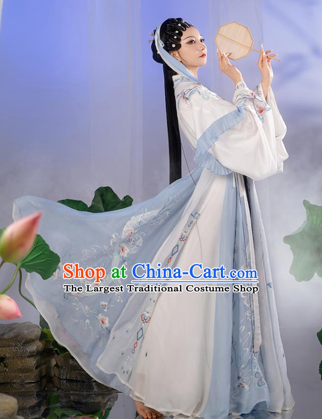 China Ancient Young Beauty Hanfu Dress Jin Dynasty Historical Clothing Traditional Court Princess Garment Costumes