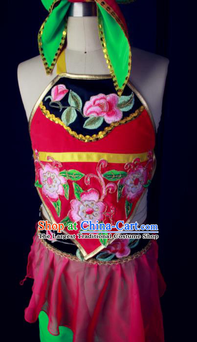 China Fan Dance Dress Children Yangko Dance Outfits Girl Performance Clothing Folk Dance Garment Costumes