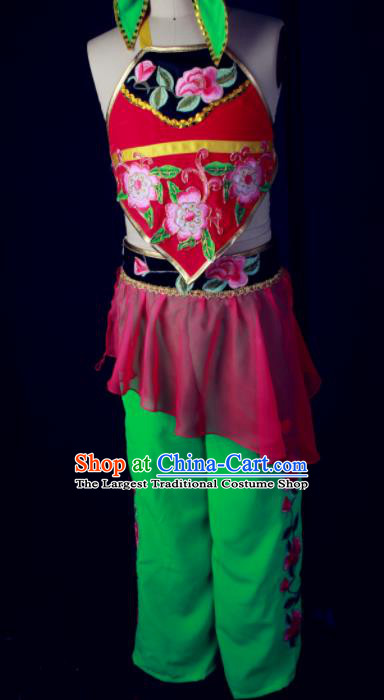 China Fan Dance Dress Children Yangko Dance Outfits Girl Performance Clothing Folk Dance Garment Costumes