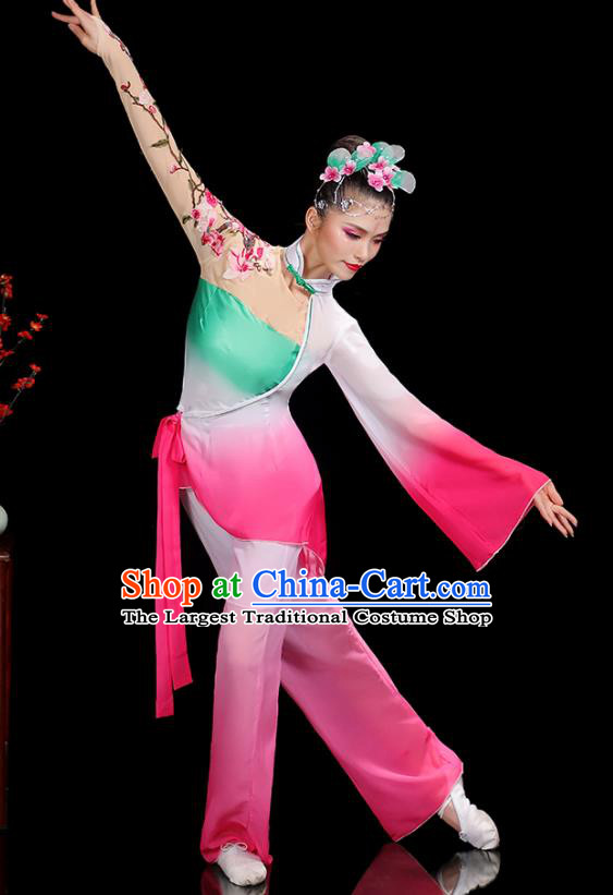 Professional China Folk Dance Pink Outfits Women Group Dance Costumes Yangko Dance Garments Fan Dance Clothing