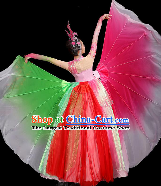 Professional China Modern Dance Clothing Opening Dance Pink Dress Women Group Dance Costumes Spring Festival Gala Performance Garments