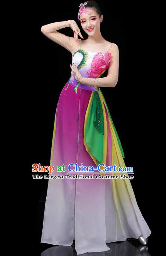 China Lotus Dance Purple Outfits Woman Group Dancewear Classical Dance Clothing Umbrella Dance Garment Costumes