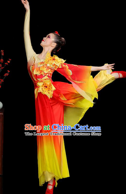 Professional China Spring Festival Gala Performance Garments Modern Dance Clothing Opening Dance Red Dress Women Group Dance Costumes