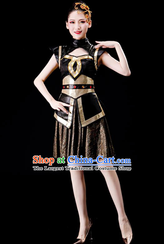 Professional China Women Jazz Dance Garments Modern Dance Clothing Spring Festival Gala Opening Dance Black Dress Stage Performance Costume