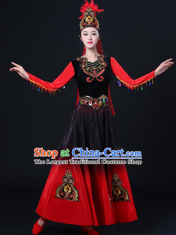 Chinese Uyghur Nationality Dance Dress Outfits Uighur Minority Opening Dance Clothing Xinjiang Ethnic Female Performance Costumes