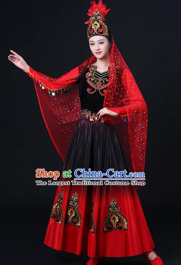 Chinese Uyghur Nationality Dance Dress Outfits Uighur Minority Opening Dance Clothing Xinjiang Ethnic Female Performance Costumes