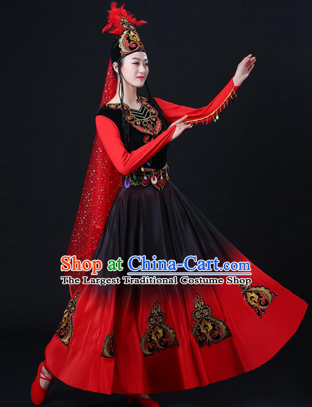 Chinese Uyghur Nationality Dance Dress Outfits Uighur Minority Opening Dance Clothing Xinjiang Ethnic Female Performance Costumes