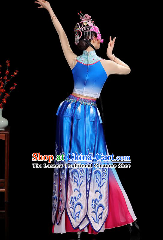 China Classical Dance Garment Costumes Umbrella Dance Dress Opera Dance Blue Outfits Woman Performance Clothing