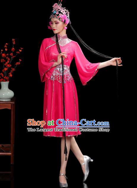 Professional China Women Group Dance Costumes Jazz Performance Garments Modern Dance Clothing Opening Dance Rosy Dress