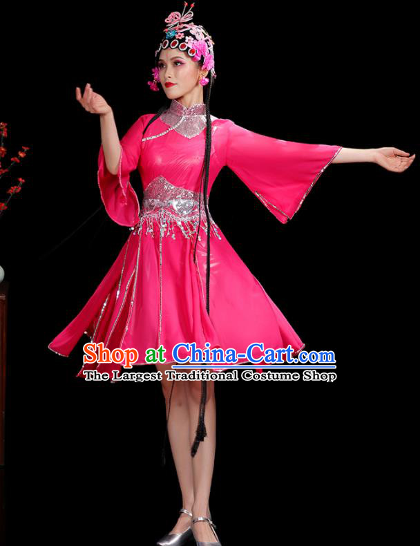 Professional China Women Group Dance Costumes Jazz Performance Garments Modern Dance Clothing Opening Dance Rosy Dress