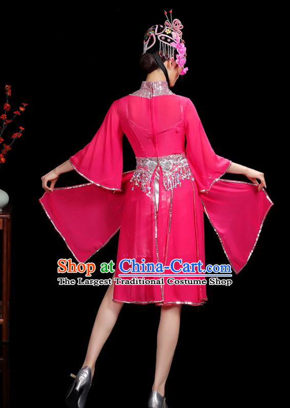 Professional China Women Group Dance Costumes Jazz Performance Garments Modern Dance Clothing Opening Dance Rosy Dress