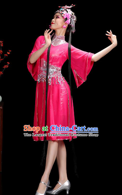 Professional China Women Group Dance Costumes Jazz Performance Garments Modern Dance Clothing Opening Dance Rosy Dress