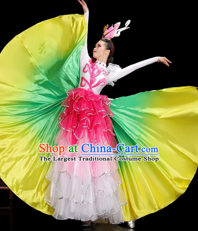 Professional China Modern Dance Clothing Opening Dance Pink Dress Women Group Dance Costumes Chorus Performance Garments
