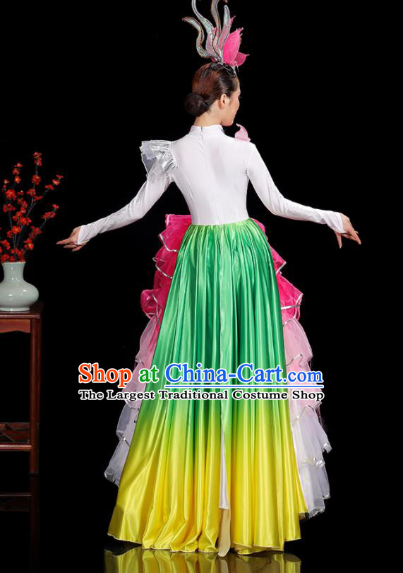 Professional China Modern Dance Clothing Opening Dance Pink Dress Women Group Dance Costumes Chorus Performance Garments