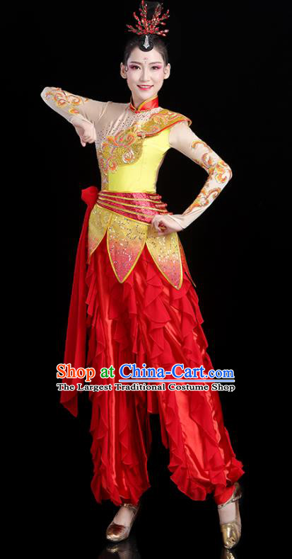 Chinese Folk Dance Clothing Traditional Fan Dance Outfits Female Drum Dance Costumes Yangko Performance Apparels