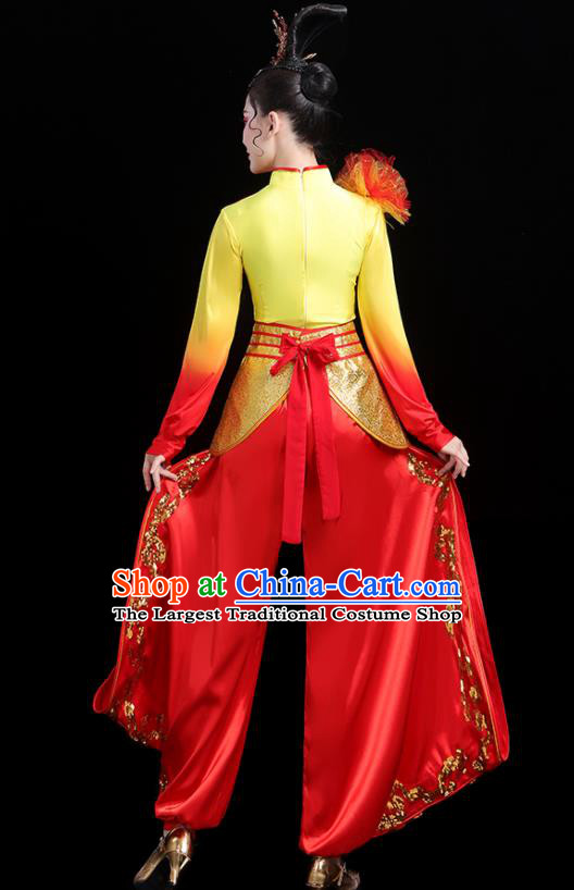 Chinese Yangko Performance Apparels Folk Dance Clothing Traditional Fan Dance Outfits Female Drum Dance Costumes