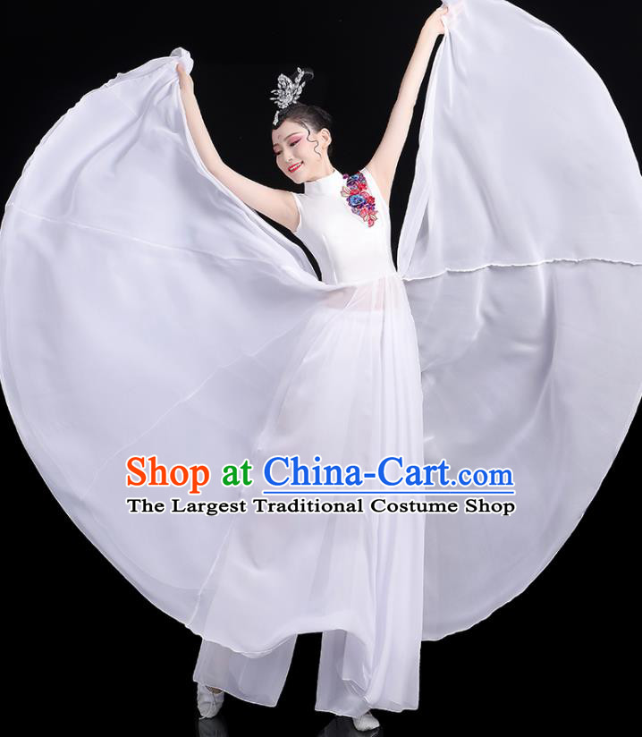 Professional China Chorus Performance Garments Modern Dance Clothing Opening Dance White Dress Women Group Dance Costume