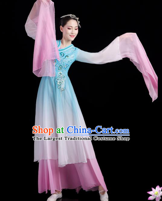 China Umbrella Dance Garment Costumes Water Sleeve Dance Dress Fan Dance Outfits Woman Performance Fashion Classical Dance Clothing