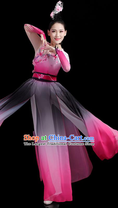 China Fan Dance Pink Dress Jasmine Flower Performance Outfits Woman Dancewear Classical Dance Clothing Umbrella Dance Garment Costumes