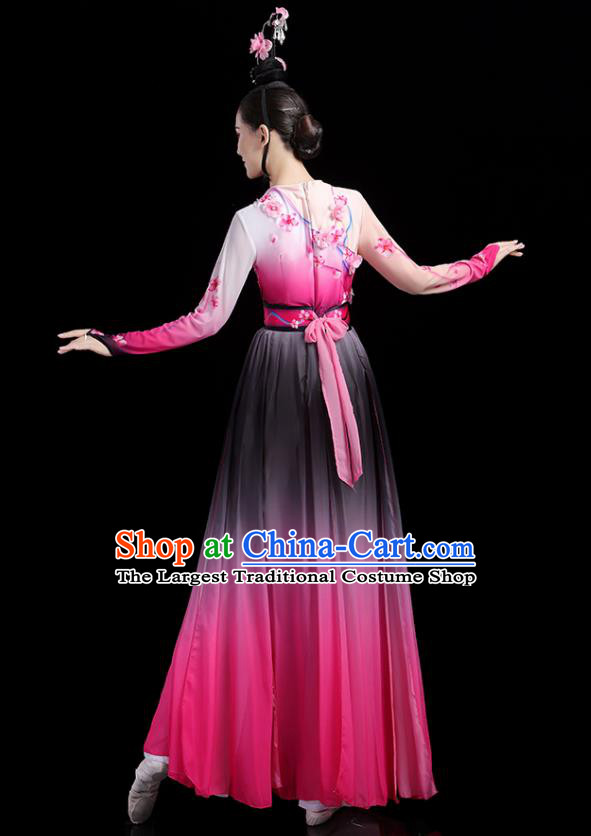 China Fan Dance Pink Dress Jasmine Flower Performance Outfits Woman Dancewear Classical Dance Clothing Umbrella Dance Garment Costumes