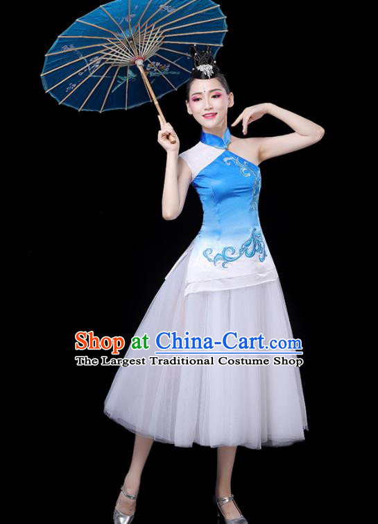 Professional China Women Group Dance Costume Chorus Performance Garments Modern Dance Clothing Opening Dance Veil Dress