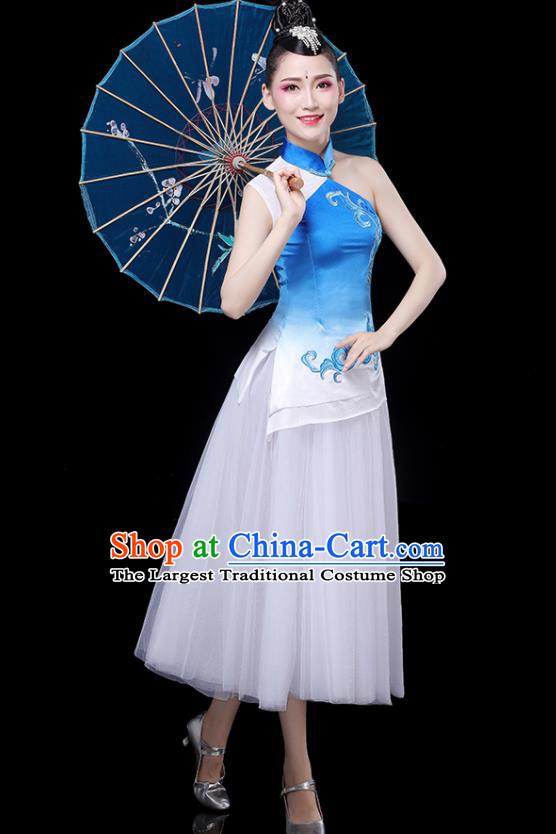 Professional China Women Group Dance Costume Chorus Performance Garments Modern Dance Clothing Opening Dance Veil Dress