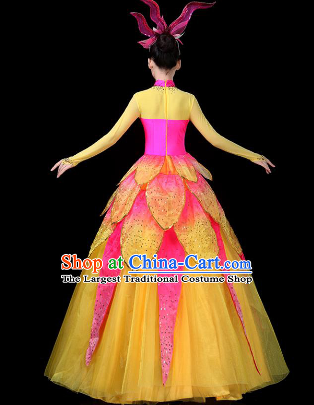 Professional China Opening Dance Yellow Dress Spring Festival Gala Costume Woman Chorus Performance Garments Modern Dance Clothing