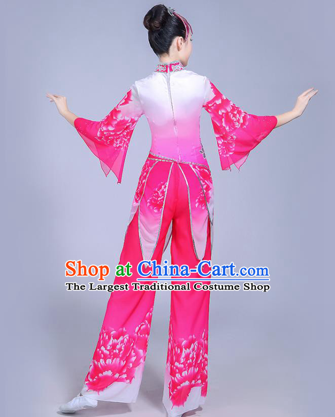 Chinese Yangko Performance Apparels Women Group Square Dance Clothing Traditional Fan Dance Pink Outfits Yangge Dance Costumes