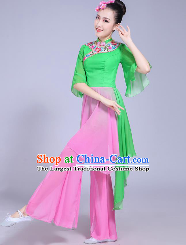 Chinese Folk Dance Costumes Yangko Performance Apparels Women Group Square Dance Clothing Traditional Fan Dance Outfits