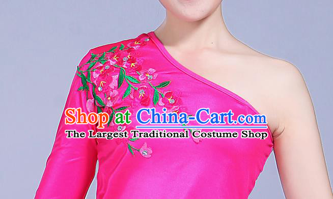 China Woman Dancewear Classical Dance Clothing Umbrella Dance Garment Costumes Lotus Dance Rosy Dress Outfits